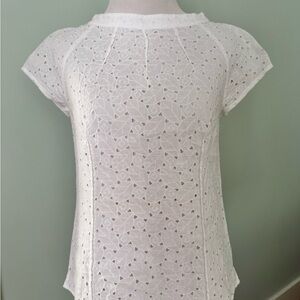 Talbots White Eyelet Short Sleeve Top